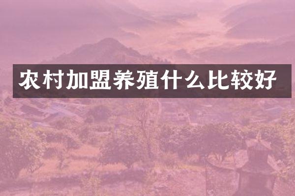 农村加盟养殖什么比较好