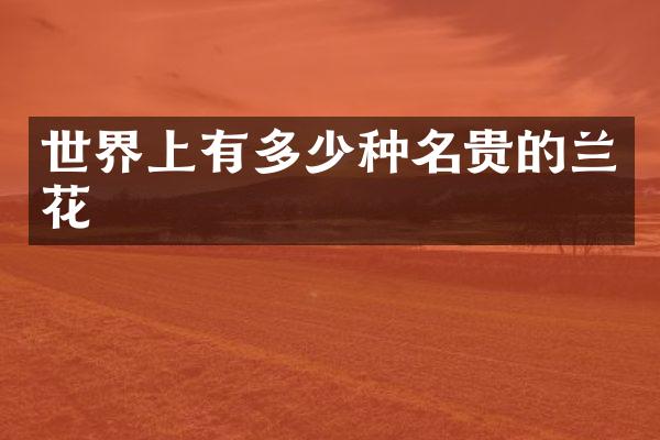 世界上有多少种名贵的兰花