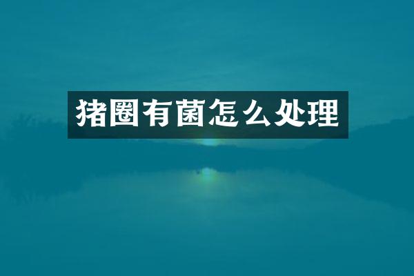 猪圈有菌怎么处理