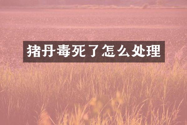 猪丹毒死了怎么处理