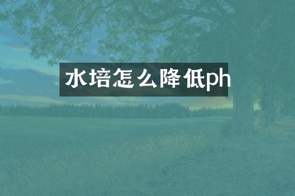 水培怎么降低ph