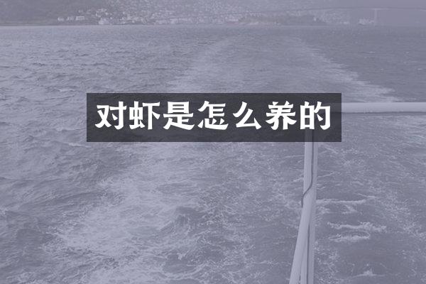 对虾是怎么养的