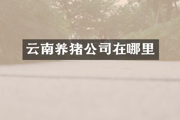 云南养猪公司在哪里