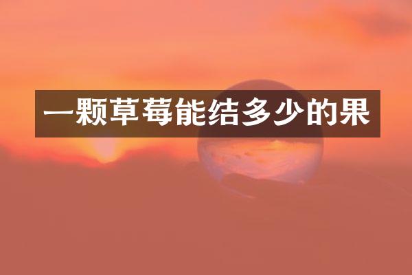 一颗草莓能结多少的果