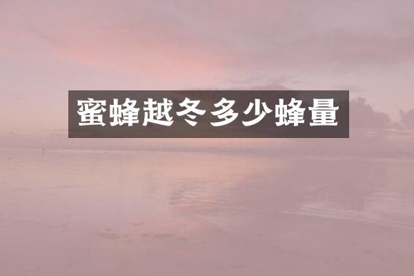蜜蜂越冬多少蜂量