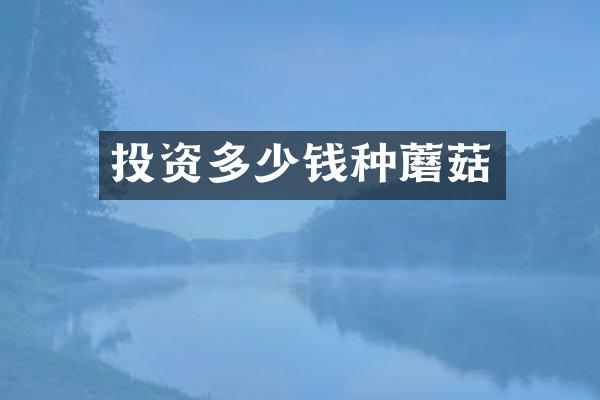 投资多少钱种蘑菇