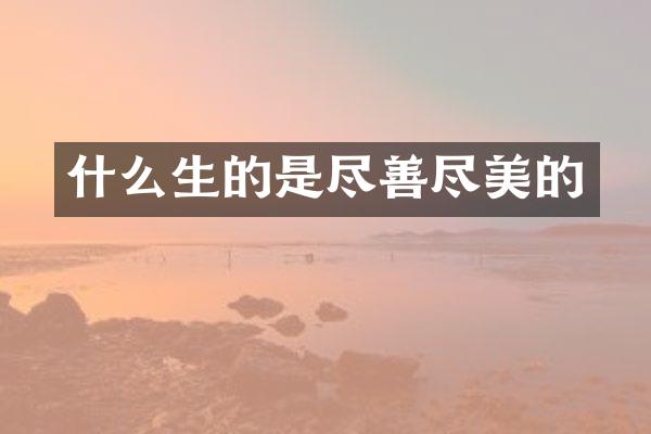 什么生的是尽善尽美的