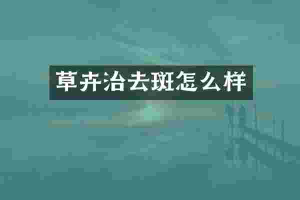 草卉治去斑怎么样