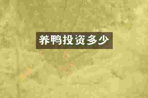养鸭投资多少