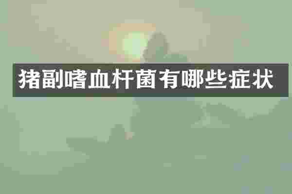 猪副嗜血杆菌有哪些症状