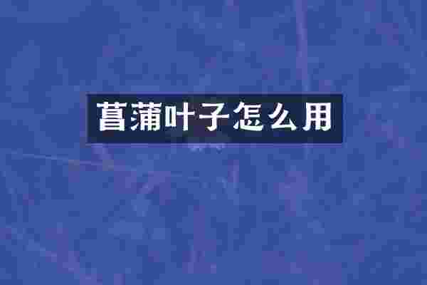 菖蒲叶子怎么用