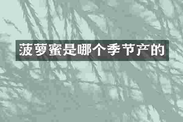 菠萝蜜是哪个季节产的