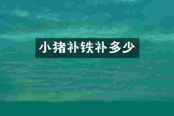 小猪补铁补多少
