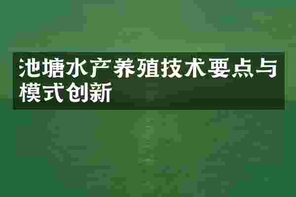 池塘水产养殖技术要点与模式创新