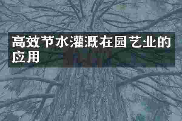 高效节水灌溉在园艺业的应用