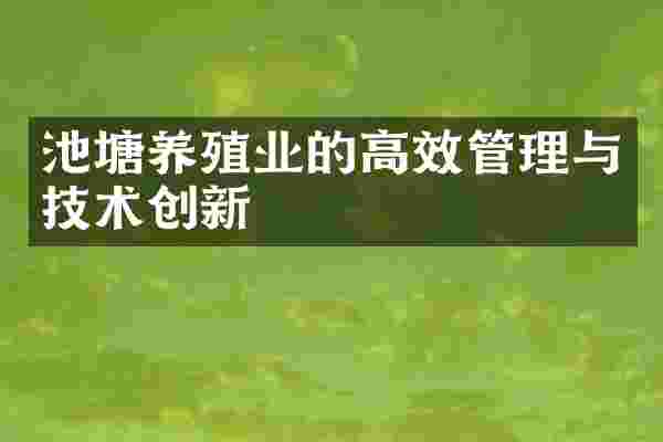 池塘养殖业的高效管理与技术创新