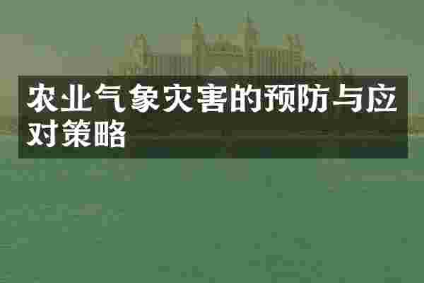 农业气象灾害的预防与应对策略