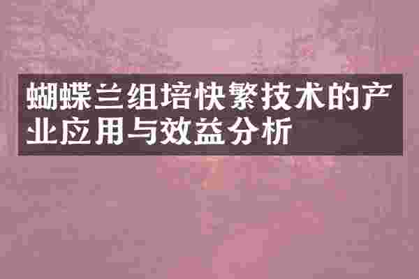 蝴蝶兰组培快繁技术的产业应用与效益分析