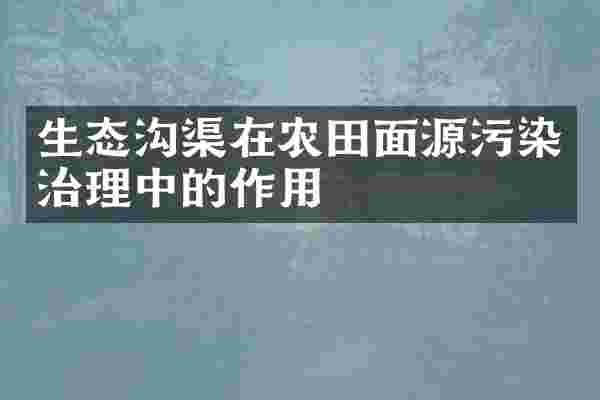 生态沟渠在农田面源污染治理中的作用