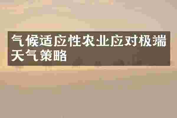 气候适应性农业应对极端天气策略