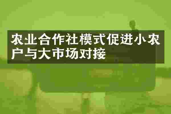 农业合作社模式促进小农户与大市场对接