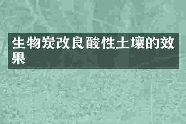 生物炭改良酸性土壤的效果