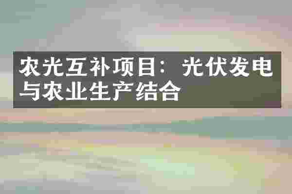 农光互补项目：光伏发电与农业生产结合