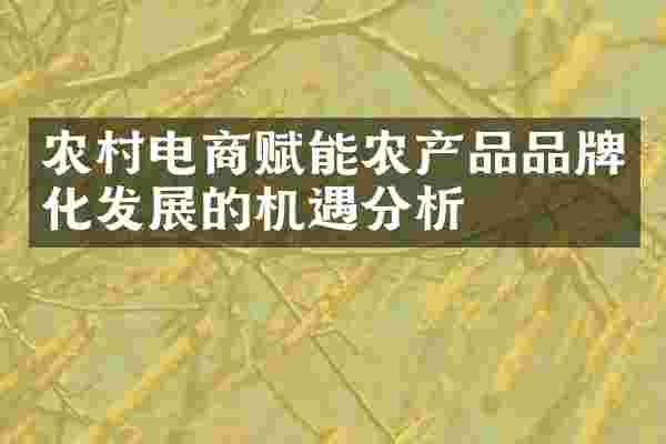 农村电商赋能农产品品牌化发展的机遇分析